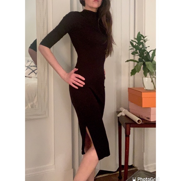 Black Mock Neck 3/4 Sleeve Sheath dress XS - Picture 3 of 6